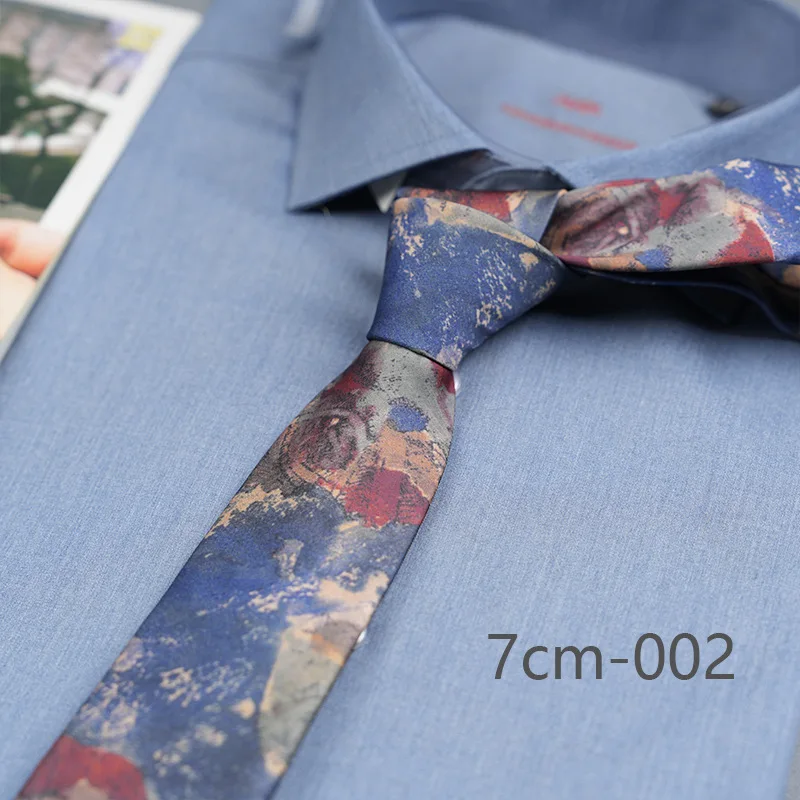 Новый тренд с цветочным принтом, повседневный принт, 7 см, мужской галстук с винтажным узором, группа, вечеринка, офис