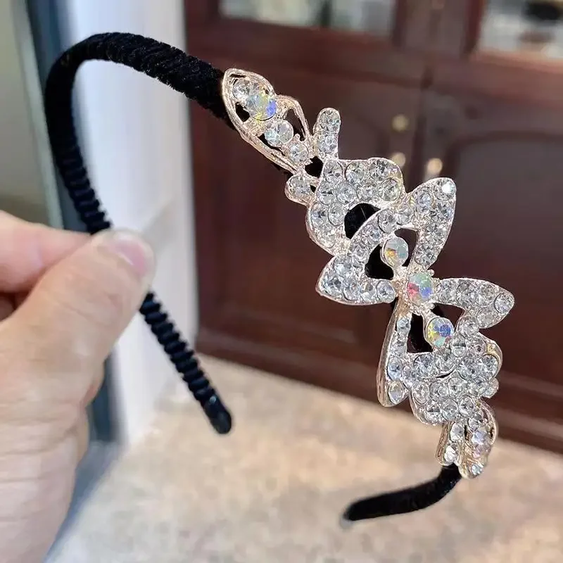 9 Styles New Bowknot Maple leaf Gem Headbands For Women Girl Diamond Rhinestone Woman Accessori Geometric Flower Thin Hairbands