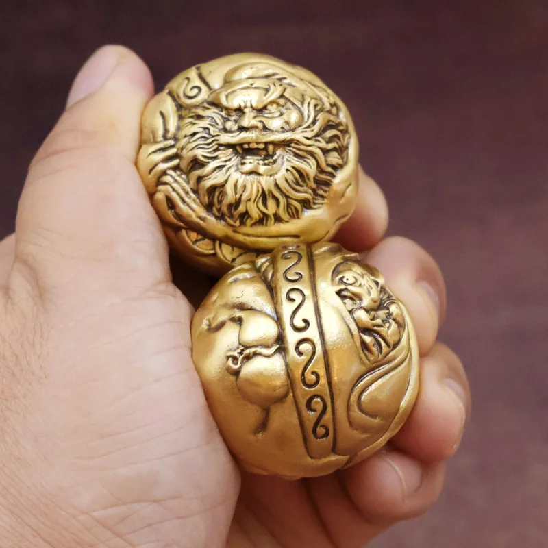 Solid Brass Zhong Kui Hand-Held , Copper Sculpture, Fitness Ball, Custom-Made According To Drawings Or Samples