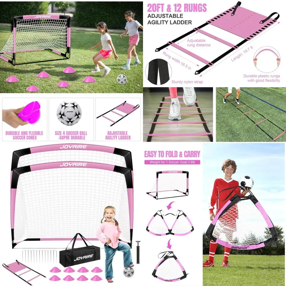 

Durable 5-Layer Soccer Net with 10mm Poles, Portable Training Set, Size 4 Ball Included