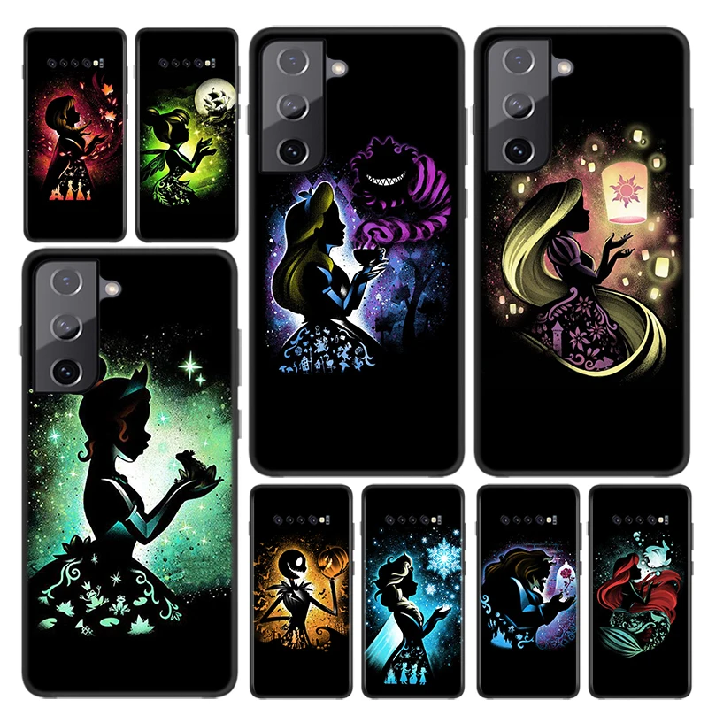 Disney Cartoon Princess For Samsung Galaxy S24 S23 S22 S21 S20 Ultra Plus Pro S10 S9 S8 S7 4G 5G Silicone Soft Black Phone Case