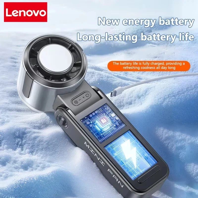 Lenovo New Portable Handheld Fan USB Rechargeable Mini Bladeless High-Speed Cooling Camping Electric Fan Personal Use