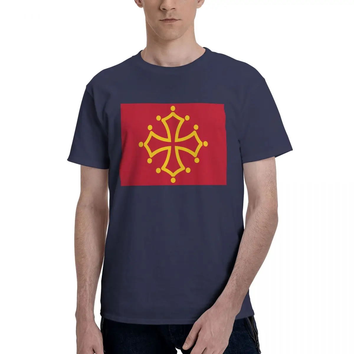 Mann Flagge Von Midi-Pyrﾩnﾩes Tägliche Marine herren Grundlegende Kurzarm T-Shirt Lustige Grafik T-shirt Europäische größe