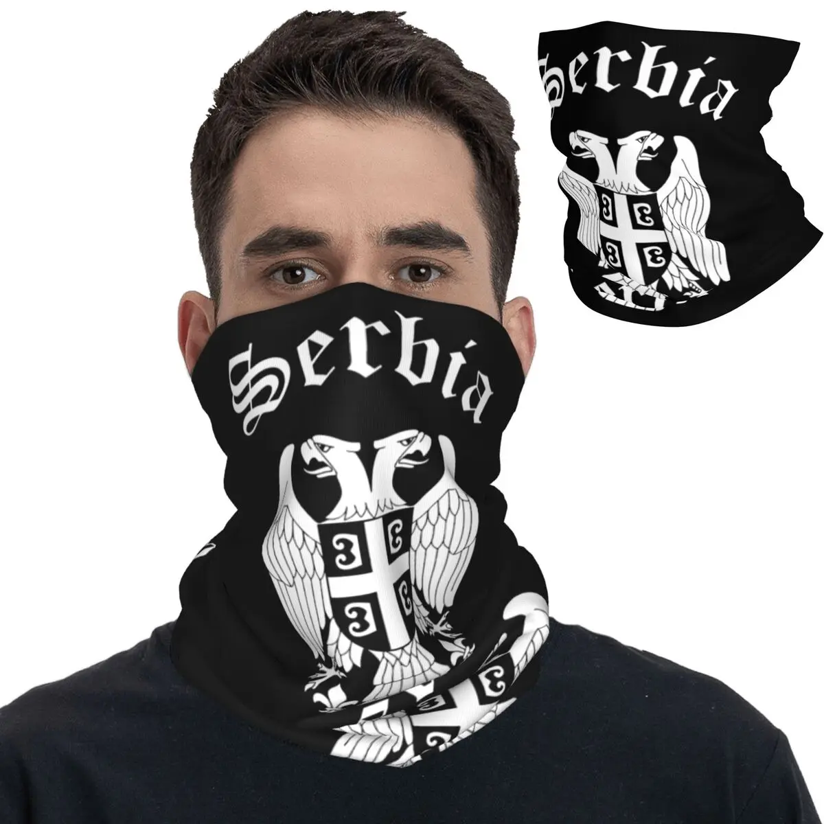 Serbia Coat Of Arms Bandana Neck Cover Printed Srbija Mask Scarf Multi-use Balaclava Riding for Men Women Adult Breathable