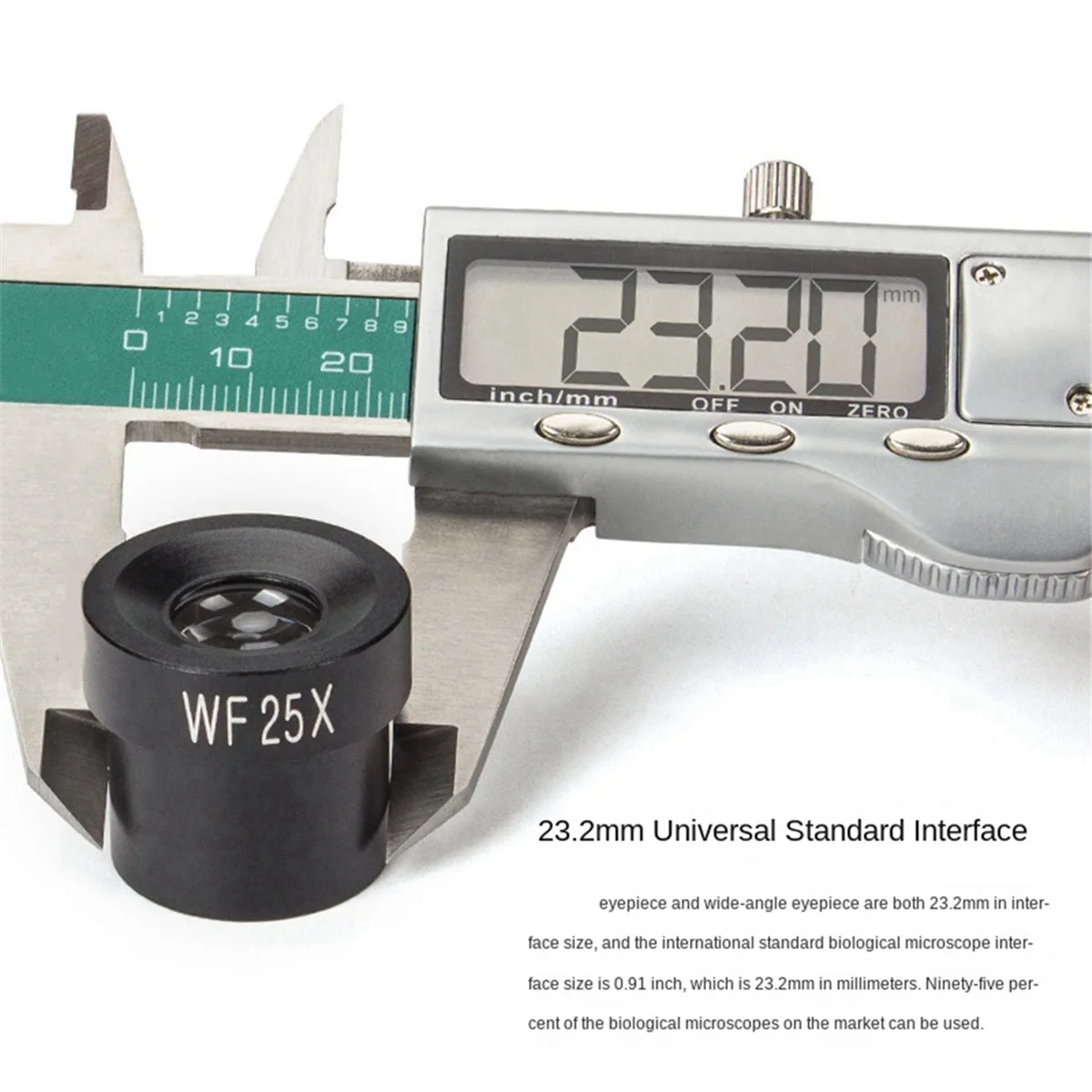 Okular mikroskopu WF25X Szerokie pole widzenia 12 mm dla mikroskopu biologicznego z portem montażowym 23,2 mm