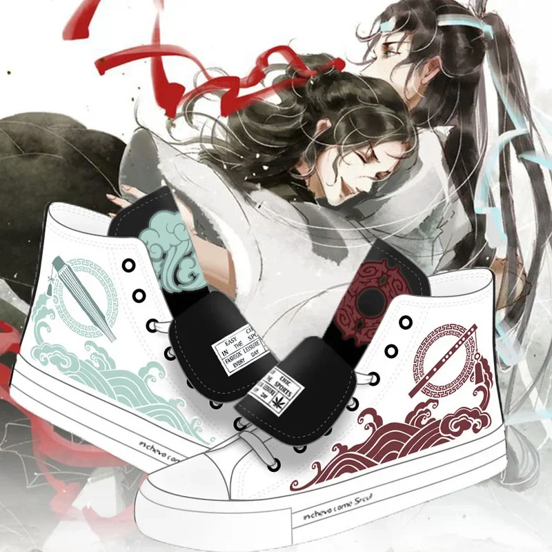 Anime Mo Dao Zu Shi Grandmaster of Demonic Cultivation Cosplay Lan WangJi Wei WuXian Women Canvas Sneakers Men High Shoes set