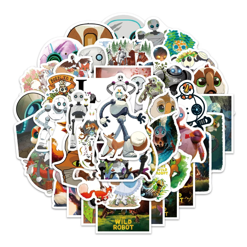 10/30/50PCS New The Wild Robot Cartoon Animated Movie Stickers Decorative Pencil Box Scooter Waterproof Decal Children's Toys - Image 4