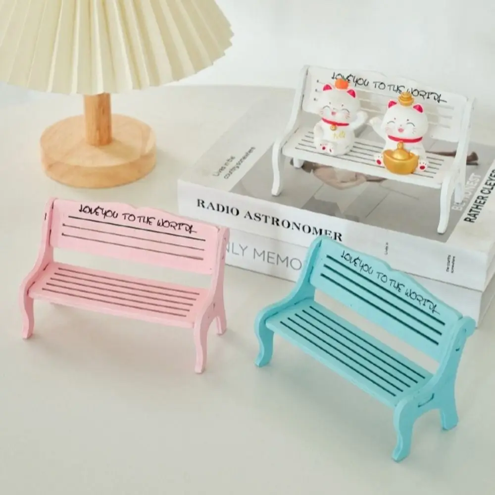

2Pcs Wooden Doll Chairs Miniatures Dollhouse Furniture Small Bench Table Decor Background Props Mini Stool Living Room