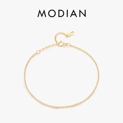 MODIAN 925 Sterling Silver Simple Tiny Thin Beads Stackable Adjustable Bracelets Valentine's Day Gift For Women Fine Jewelry