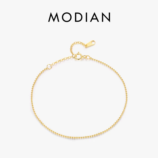 MODIAN 925 Sterling Silver proste małe cienkie koraliki regulowane bransoletki prezent na walentynki dla kobiet szlachetna biżuteria