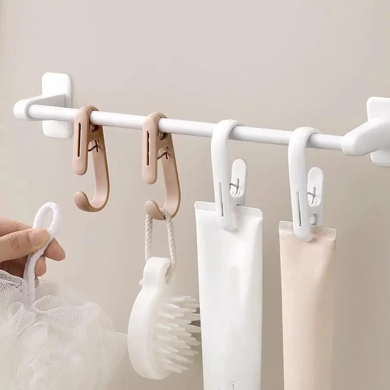 10Pcs Space Saving Hook Clip For Bathroom Hanging Kitchen Utensils Towels Multi Purpose Home Storage Accessories Organizer
