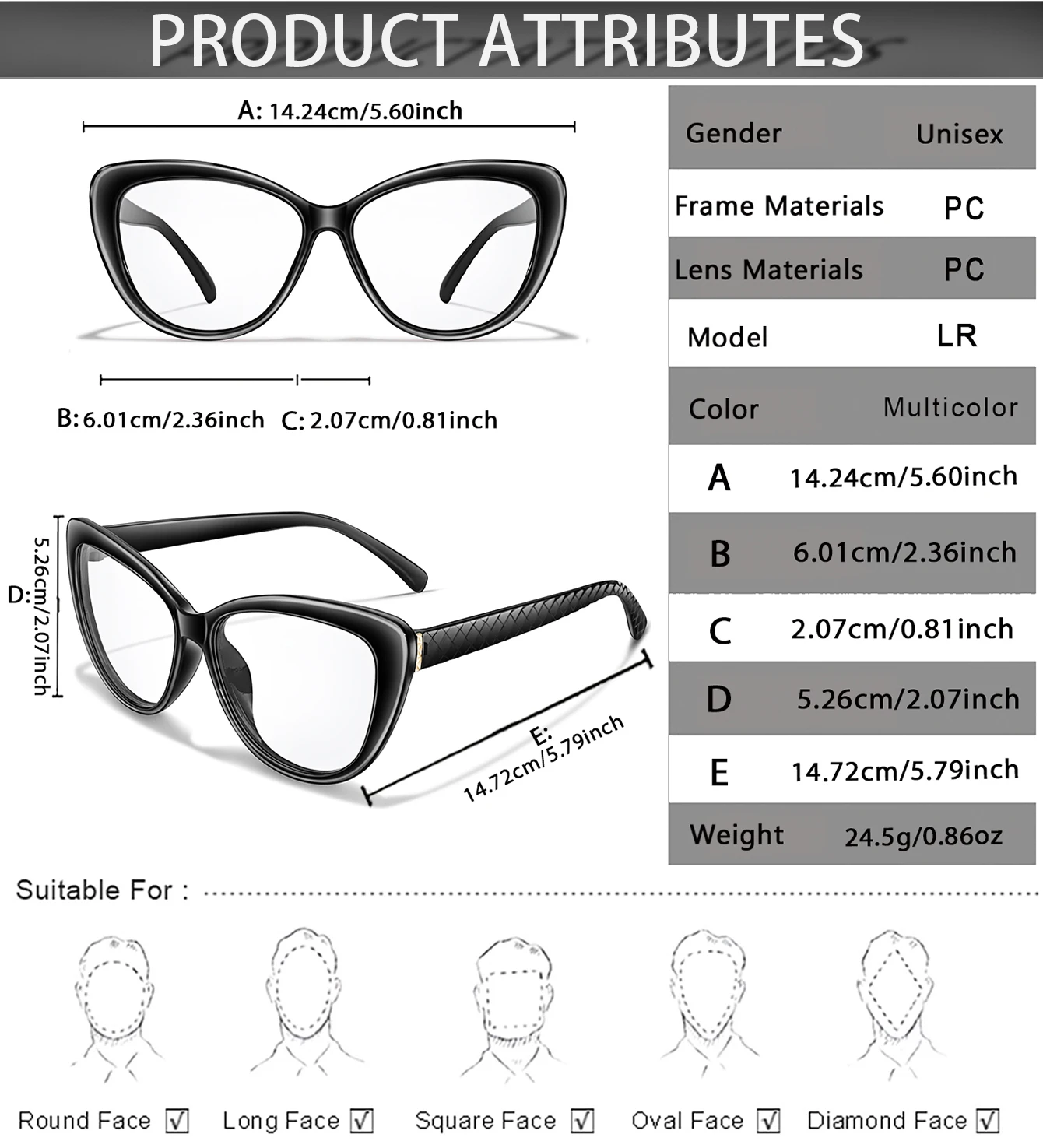 Lässige Lesebrille Sexy Cateye Transparent Unisex Rahmen Magazin Leser Vergrößerung Brillen Presbyopie Brillen – Detail 2