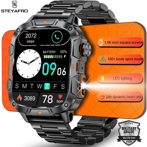 Nuevo reloj inteligente completamente táctil para hombres para Android Xiaomi presión arterial oxígeno Fitness reloj impermeable linterna LED SmartWatch 2024