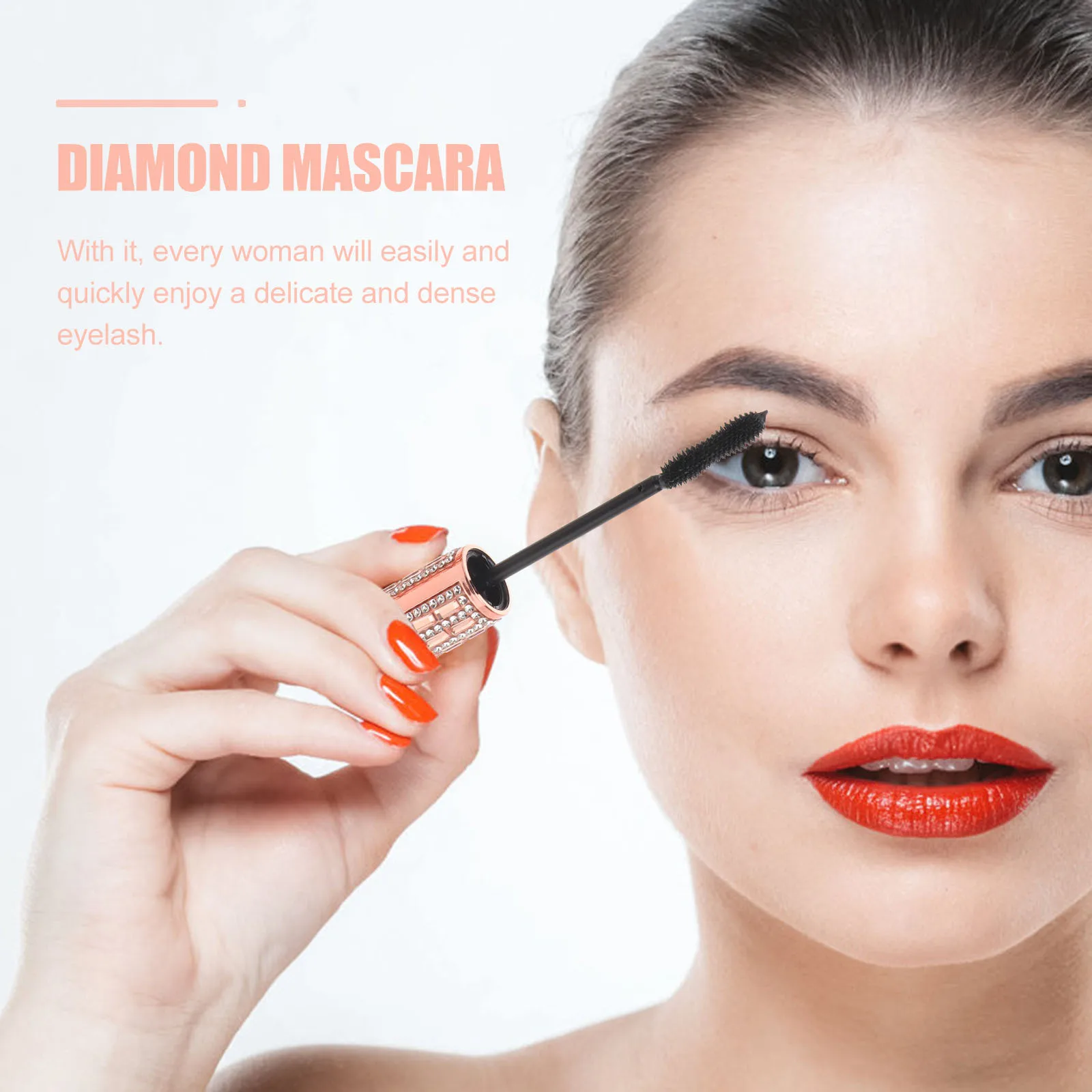 1Pcs Diamond Mascara Waterproof Compact Travel Size No Smudge Rainy Day Sweat Condition Eye Makeup Diamond Mascara