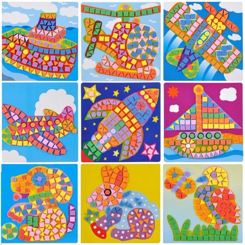 6PCS/Set 3D Kids EVA Sticky Mosaics Puzzle DIY Foam EVA Stickers Handmade Art Cartoon Creative Educational Toys For Children