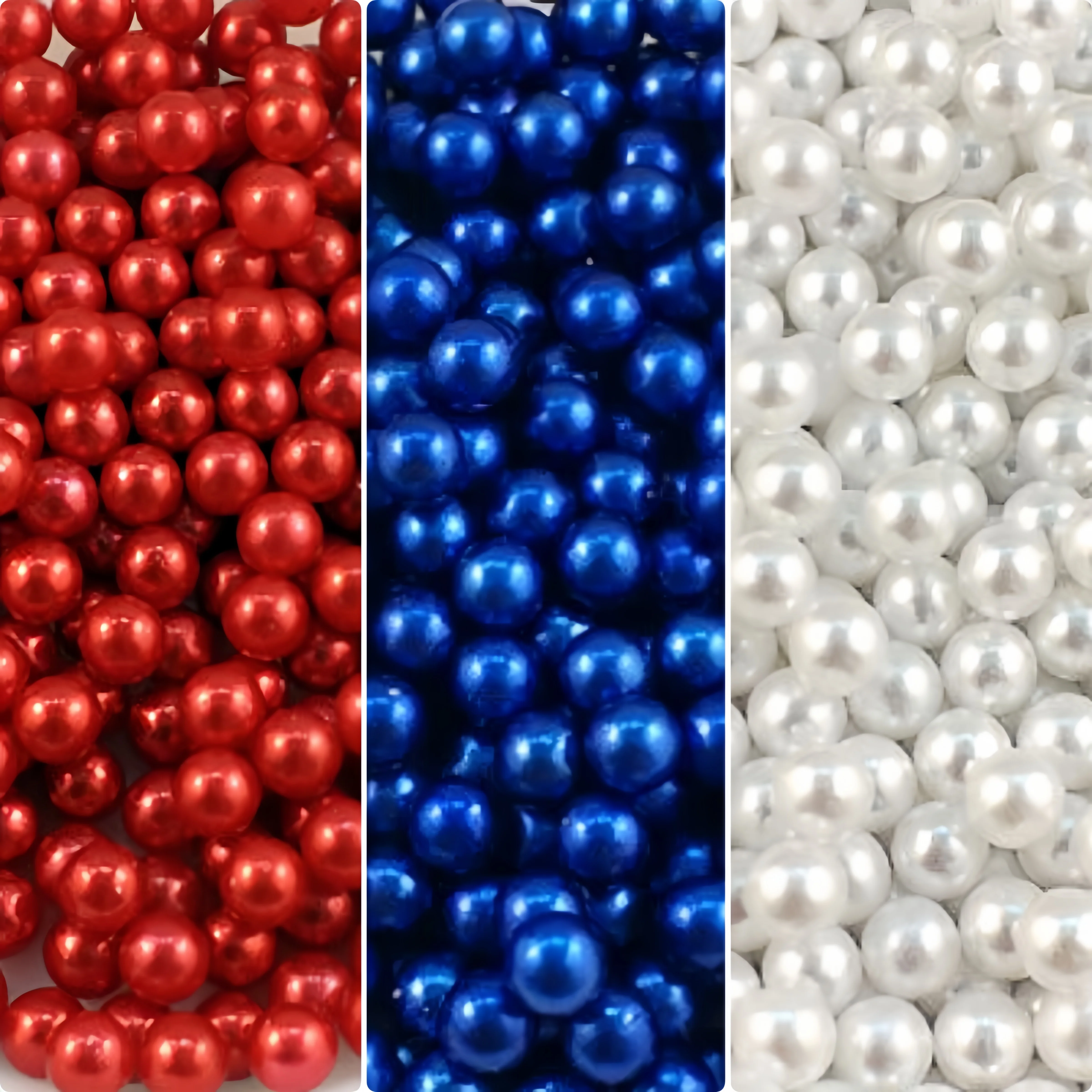 10/8/6/4mm White, Blue, Red, Round Beads, Acrylic Beads, DIY, Spaced Beads, Bracelets, Necklaces, Jewelry, Birthday Parties, Chr