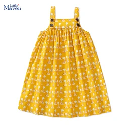 Little Maven Kids Clothes 2024 Summer Dress Baby Girls Cartoon Giraffe Dresses Children's Clothing Birthday Vestidos Cotton