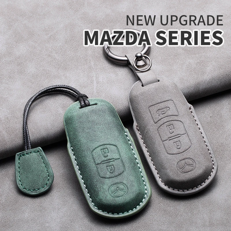 Leather Car  Key Case Cover Shell For Mazda 2 3 5 6 GH GJ Axela Atenza Demio CX-5 CX5 CX-3 CX-7 CX8 CX-9 2/3 Button Key Holder