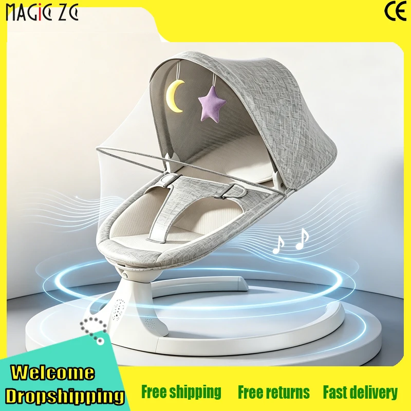 Electric Baby Rocking Chair with Bluetooth Baby Cradle Baby Recliner Newborn Baby Essentials Multiple Swing Modes Baby Rocker