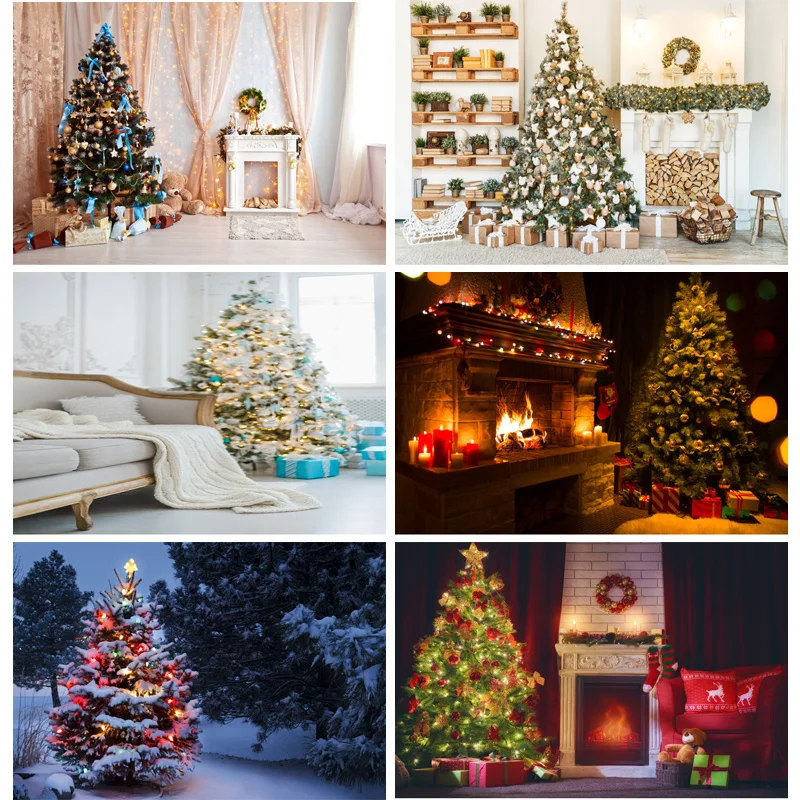 

SHUOZHIKE Art Fabric Christmas Day Photography Backdrops Prop Christmas Tree Festival Theme Photo Studio Background XTSD-09