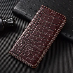 Crocodile Genuine Leather Case For Tecno Camon 12 15 16 16S 17 17P 18 18T 18i  18P 19 Air Premie Neo Flip Phone Wallet Cover