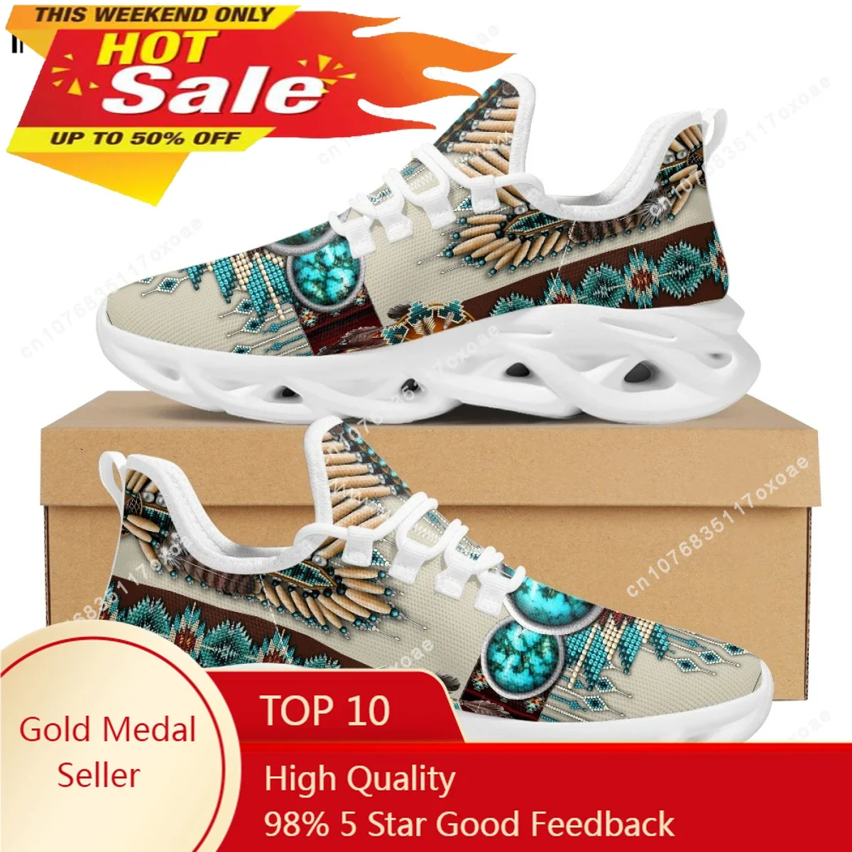 Ethnic Tribal Aztec Platform Shoes for Women Casual Mesh Shoes Dreamcatchers Print Breathable Lace up Mesh Sneakers