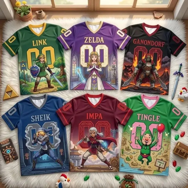 2026 Special Edition Game Zelda 40th Anniversary V-neck Football Jersey T-shirt Men Women Game Pattern Street Fashion Clothing