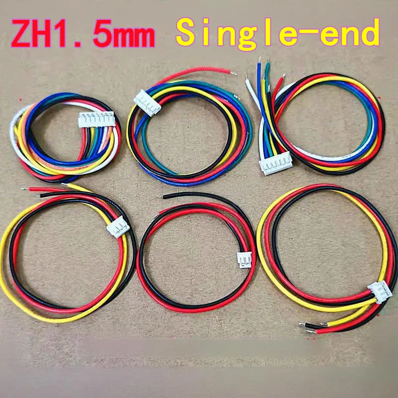 Cavo terminale di collegamento elettronico passo ZH1.5mm da 10 pezzi, estremità singola 2P/3P/4P/5P/6P/8P, cablaggio plug-in del connettore