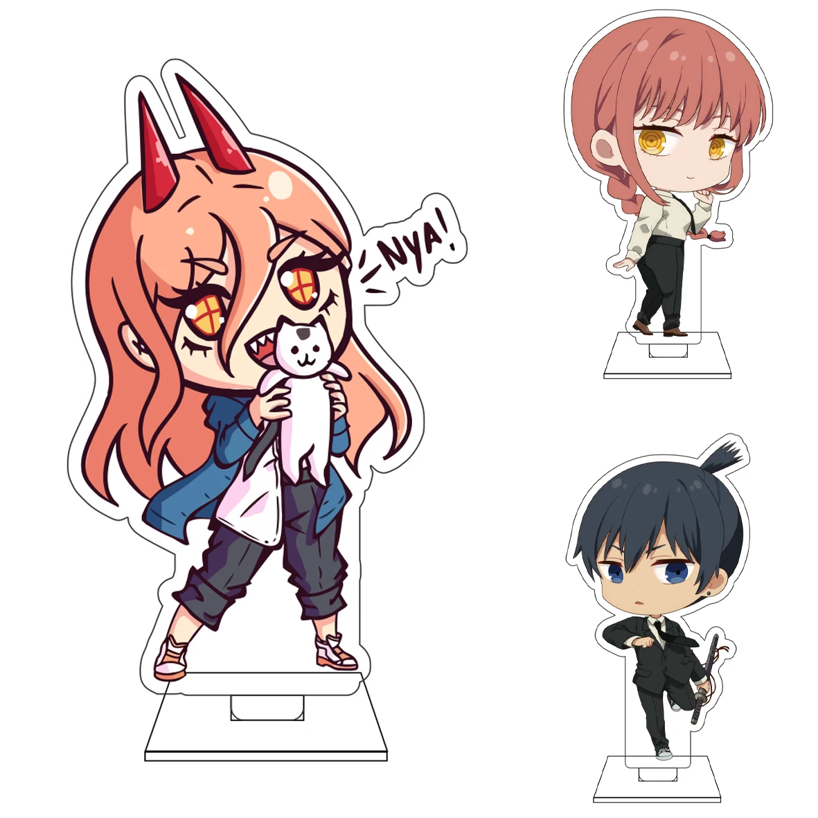 10CM Anime Chainsaw Man Cosplay Niedliche Acryl-Figur Standfigur Power Hayakawa Aki Makima Ornamente Geschenke