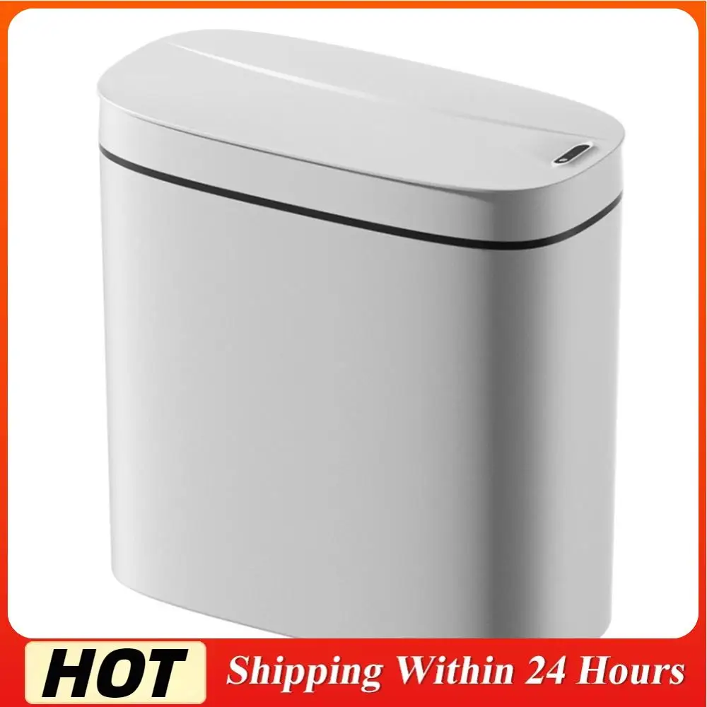 

Интеллектуальный бесконтактный мусорный бак 14 л с крышкой, автоматический датчик движения, мусорный бак, тихий электрический мусорный бак для узкой ванной комнаты