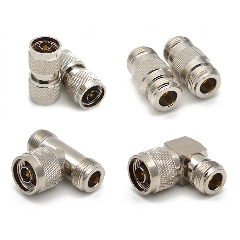 1PC N to N Male Plug Female Jack Connector L16 Right Angle RF Adapter 50 Ohm Coaxial Converter Straight Splitter Copper