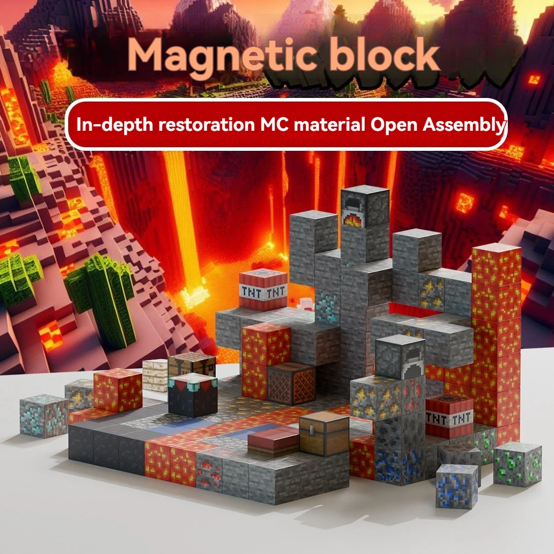 Creative Magnetic Building Block Bricks Famous Scene Mine World Architectural Set Children Educational Toy Kids Birthday Gift