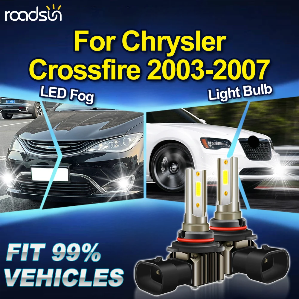 

ROADSUN 2 шт. светодиодные лампы Canbus для противотуманных фар, улучшенные лампы для туманообразования, сверхмощные【Для Chrysler Crossfire 2003-2007】