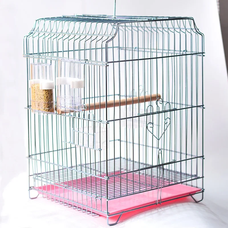 Stainless Steel Color Increased Bold Electroplated Birdcage Thrush Myna Wren Pigeon Parrot Large Breeding Cage Bird Nest