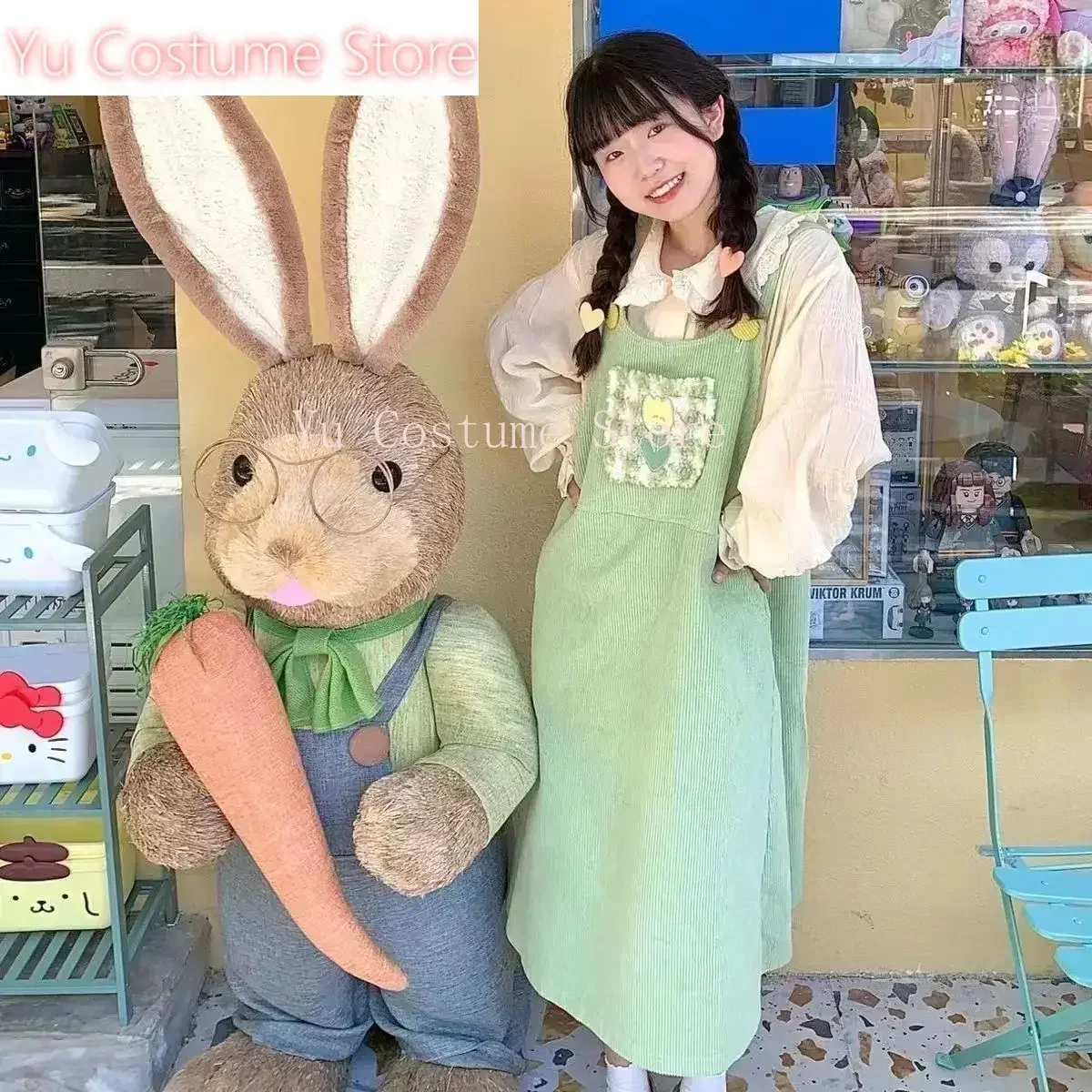 

Yu StoreSleeveless Dresses Women Spring New Arrival Sweet Japanese Students Cute Corduroy Mid-calf Embroidery Print Clothing