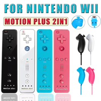 For Nintendo Wii Joystick 2 in 1 Wireless Remote Gamepad Controller Set Optional Motion Plus with Silicone Case Video Game