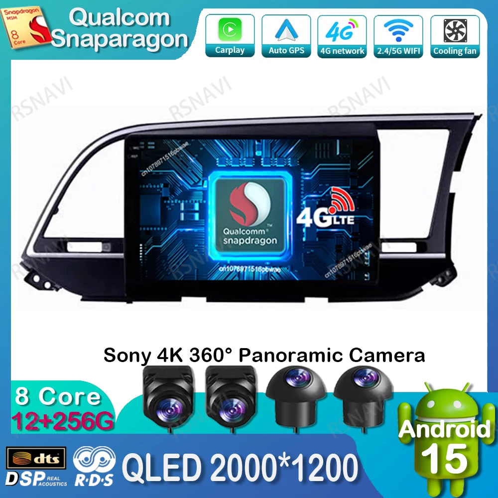 

Android 15 Car Radio For Hyundai Elantra Avante AD 2015 ~ 2021 DSP 4G LTE Qualcomm BT Multimedia GPS Autoradio Stereo QLED DVD