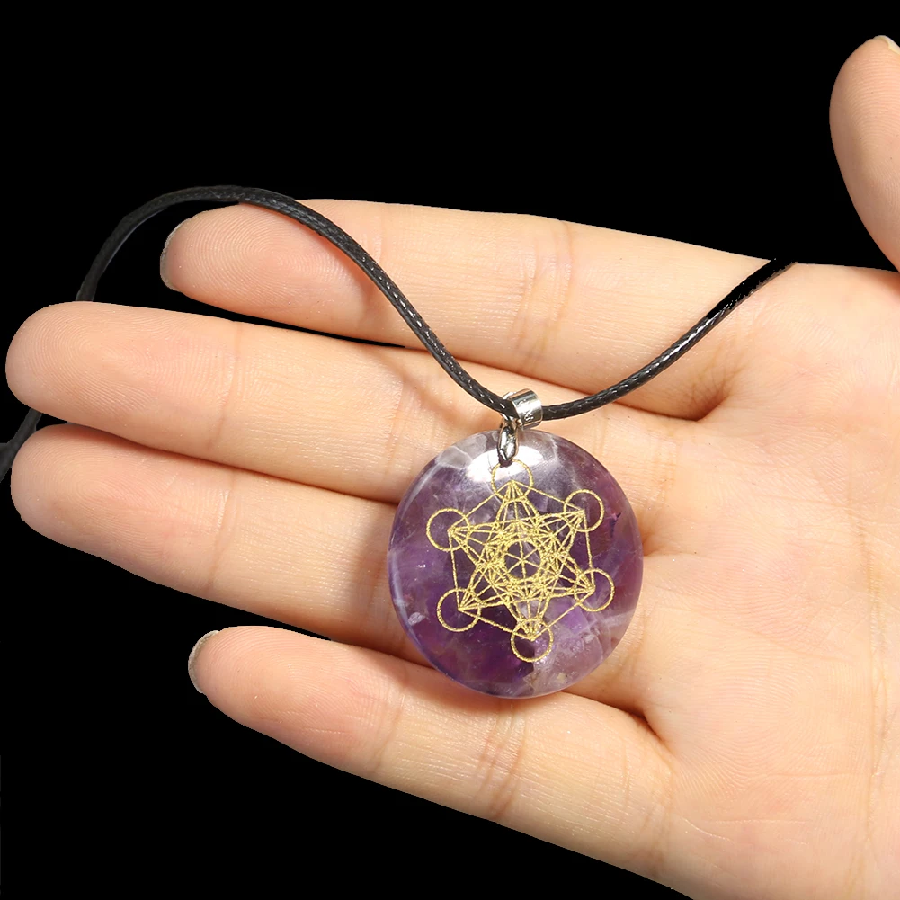 Natural Material Amethyst Necklace Six-pointed Star Crystal Flower of Life Soul Pendant Boyfriend and Girlfriend Birthday Gift