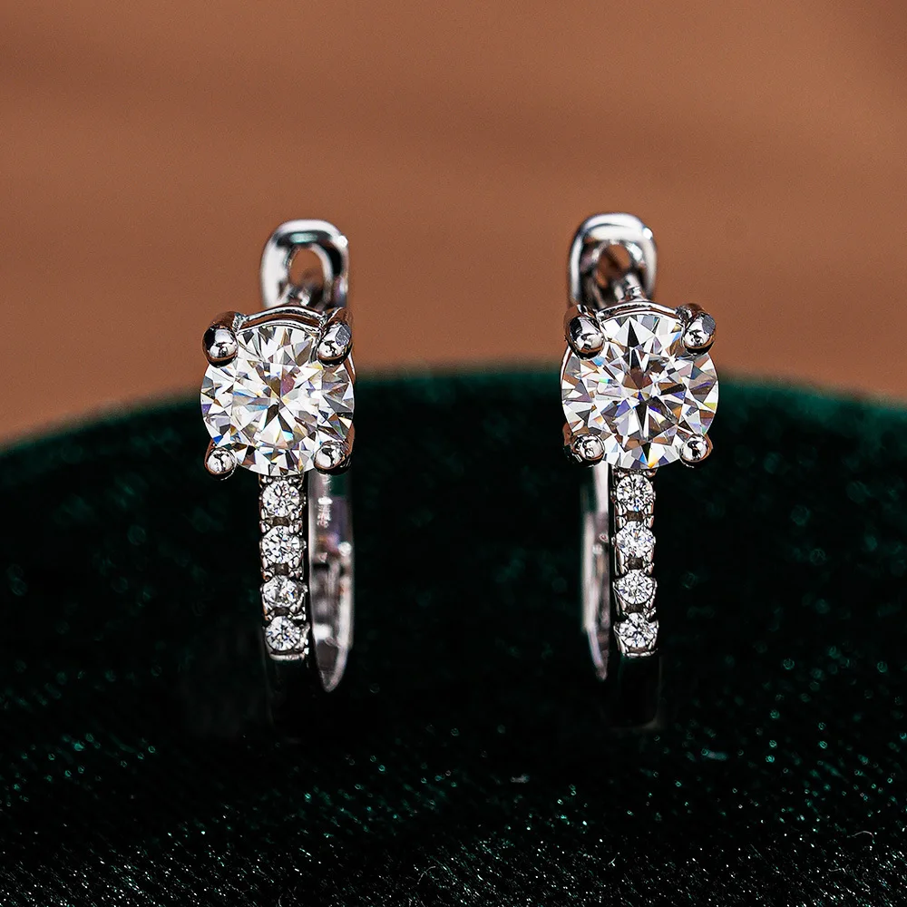 

Classic U-shaped 18K Gold Moissanite Earrings, Women's Earrings, 1 Carat D-color Moissanite Platinum PT950 Diamond Earrings