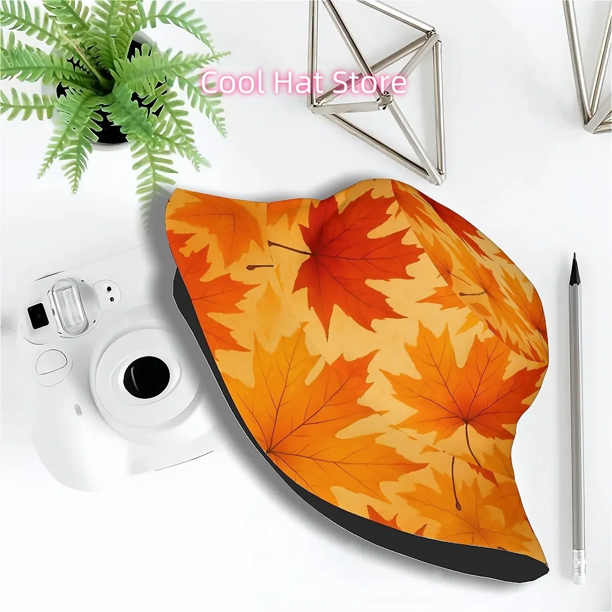 1pc Maple Leaf Print Bucket Hat - Unisex -Inspired Autumn Maple Leaves (Koinobori Style) Wide Brim Sun Hat for Men &, Outdoor Hi