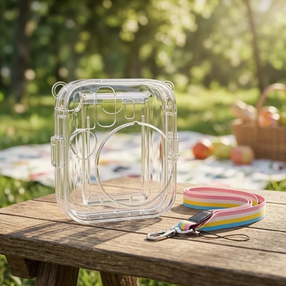 Transparent Protective Case For Instax Mini13 Camera Waterproof Scratch Resistant Hard Shell Storage Cover With Colorful Lanyard