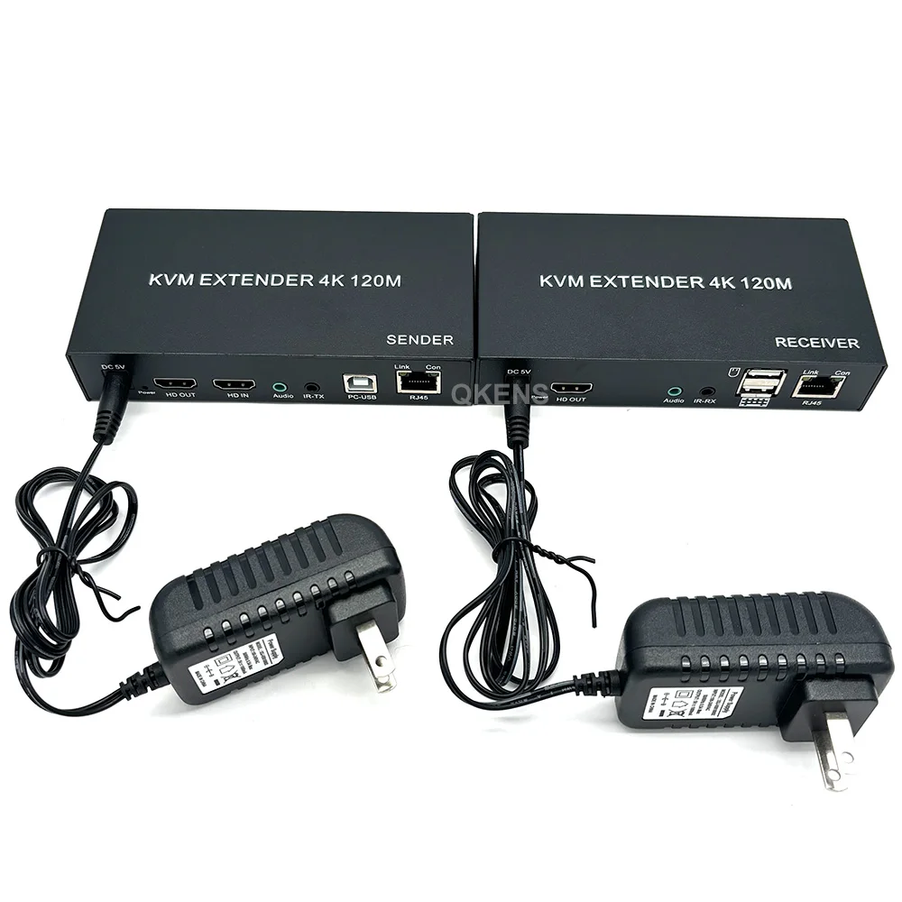 

Кабель-удлинитель HDMI Ethernet 4K 120M через сетевой кабель Cat6 RJ45, USB KVM, передатчик и приемник аудио-видео для подключения ноутбука/ПК к телевизору