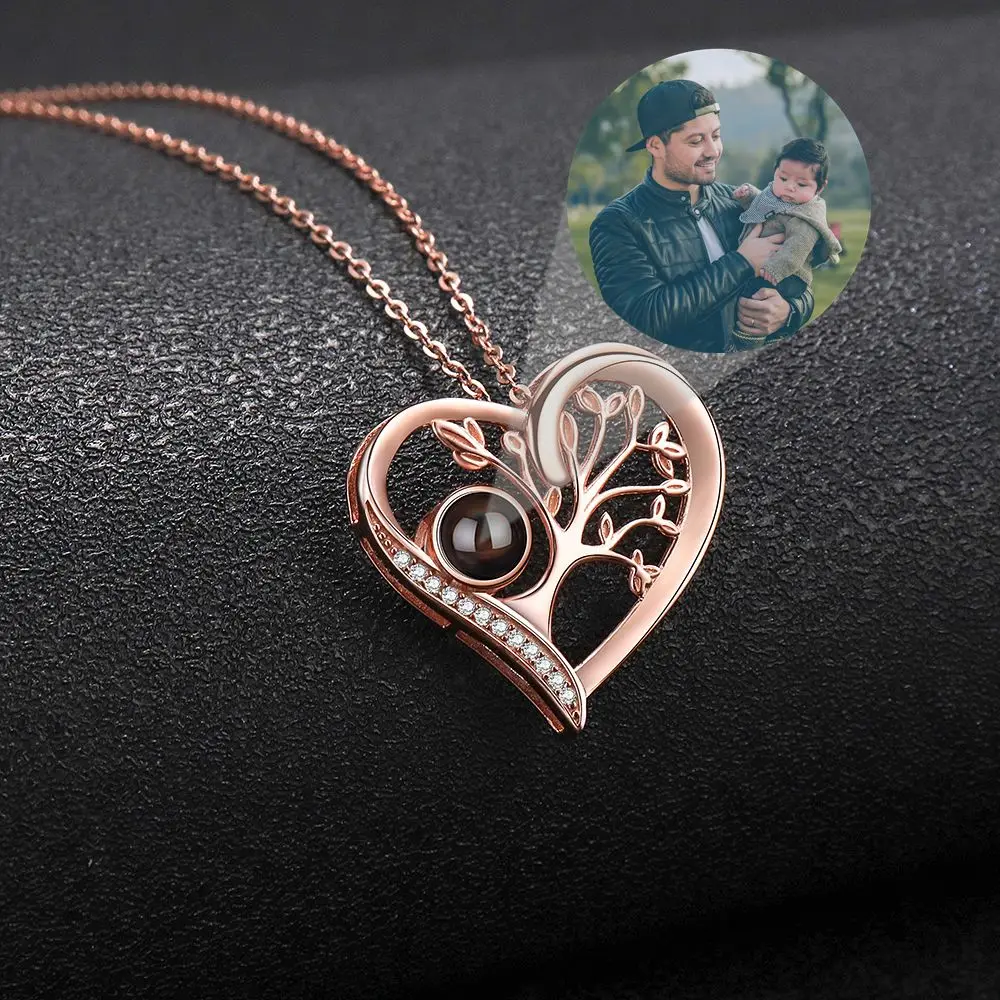 Customized Photo Projection Necklace Custom Photo Necklace for Women Lover Heart Pendant Personalized Jewelry Mother's Day Gift