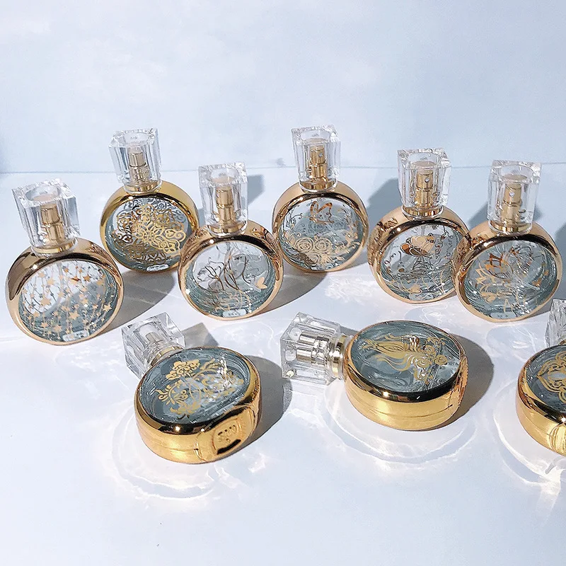 25ml Mini Portable Perfume Atomizer 1pc Spray Bottle Glass Cosmetics Container Gold Alcohol Sprayer Travel Elegant Spray Bottle