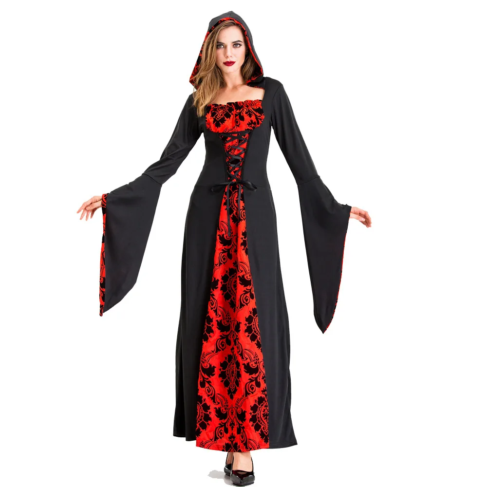 

Halloween Witch Costume Female Adult Ghost Vampire Black Red Devil Dress Dress Dress Reaper Costume