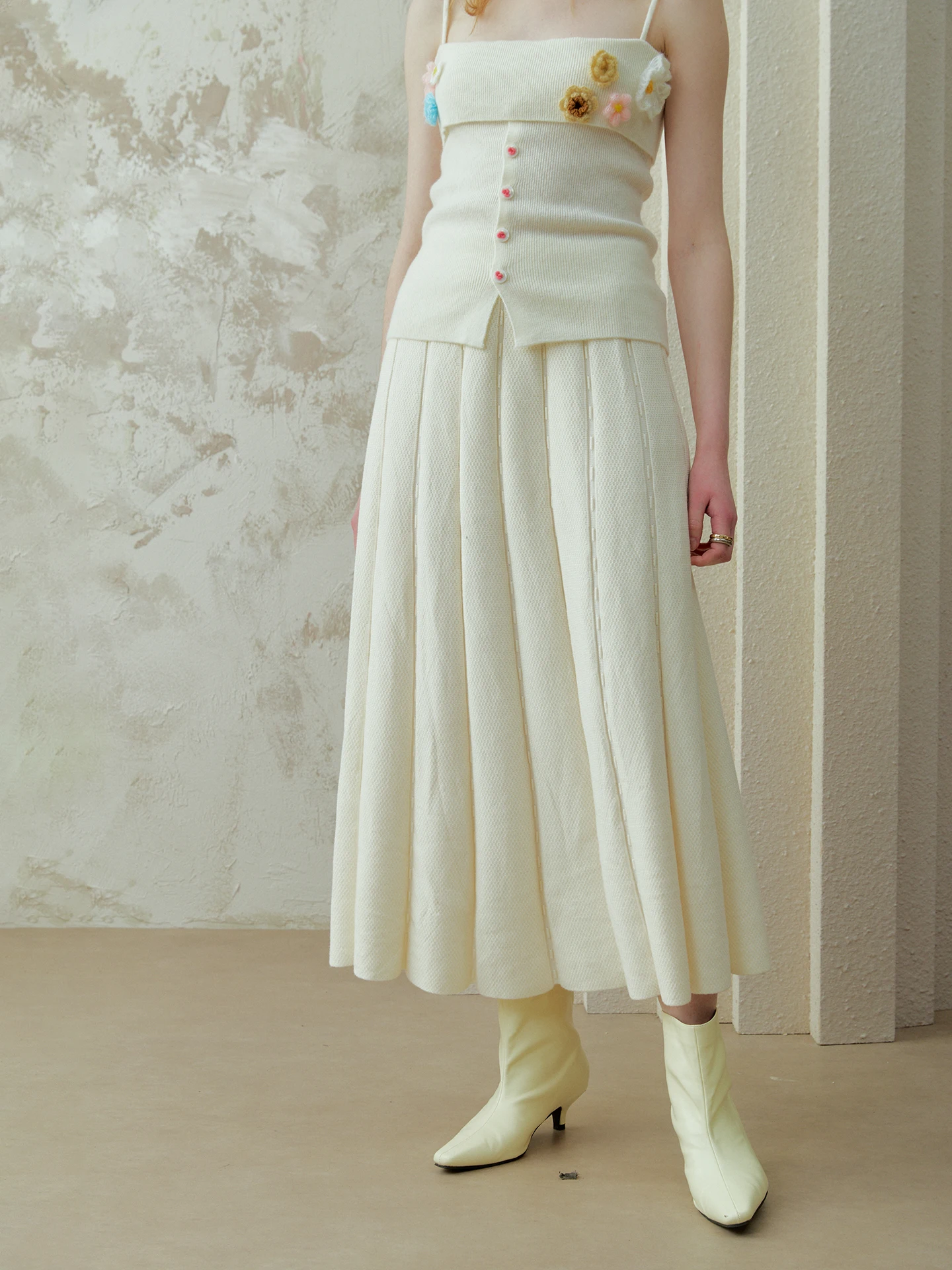 

Осенне-зимняя вязаная юбка А-силуэта средней длины для женщин, с завышенной талией, без клеевых соединений, из полиэстера и нейлона