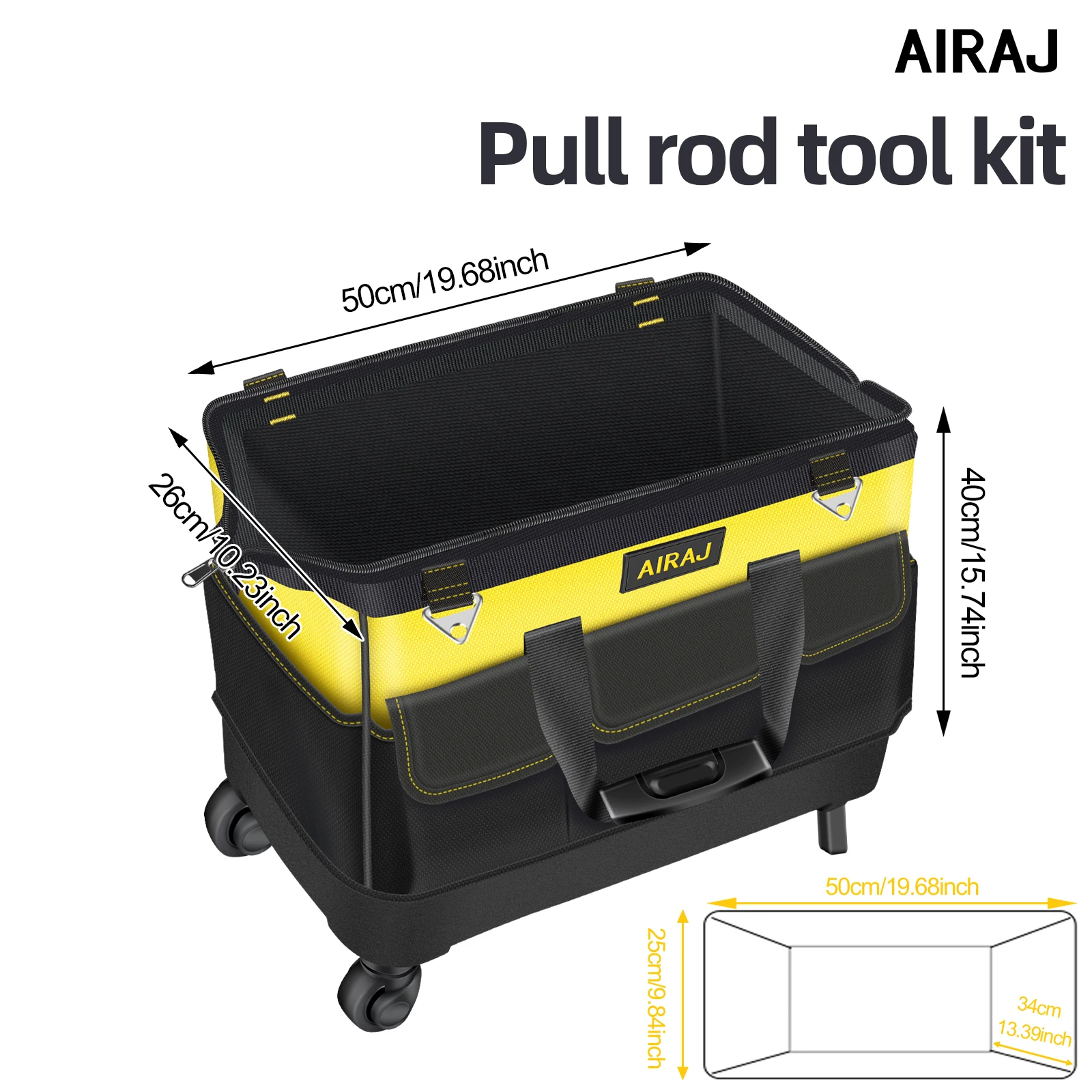 AIRAJ 20" Rolling Tool Box with Wheels & Shoulder Strap Multifunctional Wear Resistant Maintenance Bag Thickened Large Capacity