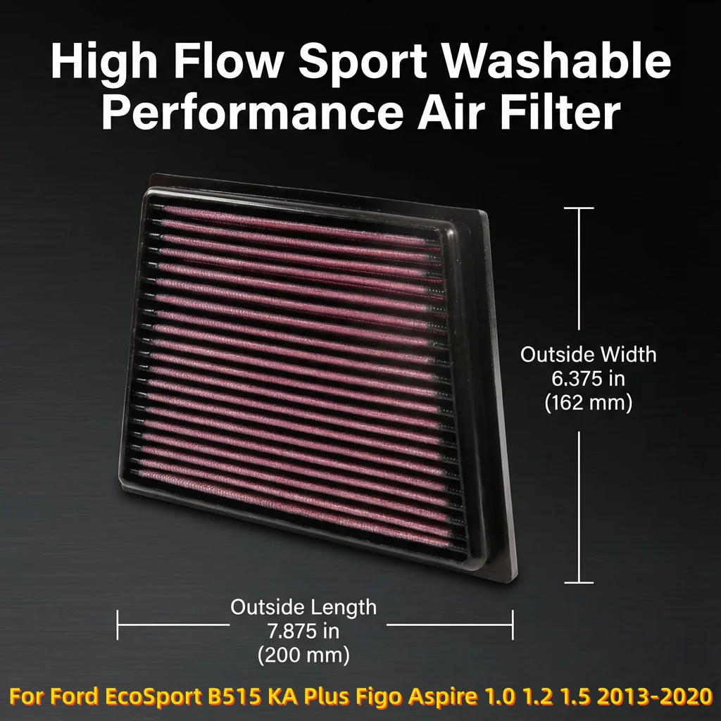 

Высокопроизводительный спортивный моющийся воздушный фильтр для Ford EcoSport B515 KA Plus Figo Aspire 1.0 1.2 1.5 2013-2020, 33-2955 1516725
