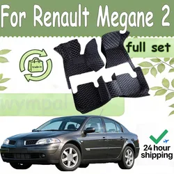 Custom Automotive Car Floor Mats For Renault Megane 2 2003 2004 2005 2006 Auto Luxury Leather Men Women Car Mats Full Coverage
