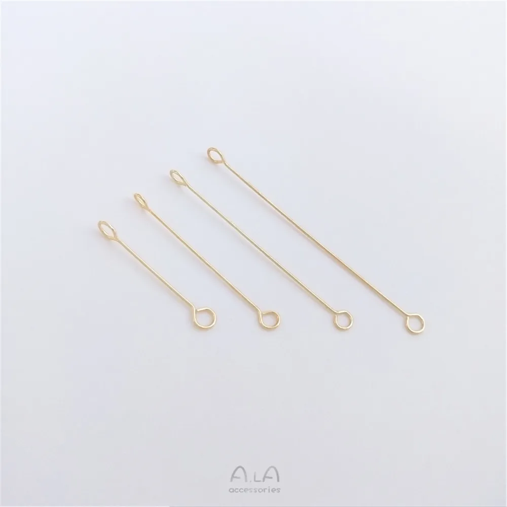 14K gold covered double head 9 word pin anello orizzontale estremamente fine anello verticale biella accessori per ornamenti